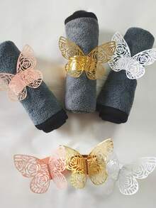 10/30pcs Rose & Butterfly Laser Cut Paper Napkin Rings, Elegant & Beautiful, Suitable For Dinner Dates, Weddings, Parties, Banquets, Tablescapes, And Restaurant Celebrations - A - View 7