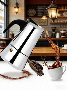 2/4/6/9/12 Cup Capacity Stainless Steel Coffee Pot, 100-470ml Volume, Moka Pot/Espresso Maker, Suitable For Home Kitchen And Camping - Silver - View 6