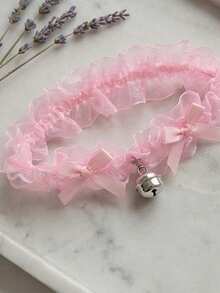 性感蕾丝吊袜带，带铃铛和链条，新娘婚礼腿部吊袜带 - 彩色 - 查看 4