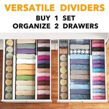 SpaceAid - Paquete de 4 divisores de cajones de bambú 4.6 pulgadas de alto ajustable de 17 a 22 pulgadas organización expandible para ropa ropa aparadores color blanco - blanco - Ver 5