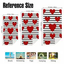 1pc Heart Striped Printed Ultra-Soft Microfiber Beach Towel, Available In Multiple Sizes Beach Blanket, Lightweight, Suitable For Swimming, Camping, Sports, Beach Or Gym - Heart Stripes - View 3