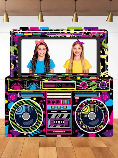 80s 90s Retro Radio Speaker Photo Booth Prop, 59 X 59 Inch Vintage Radio Speaker Backdrop For Hip Hop Music Theme Birthday Party Decoration, 1980s Party Supplies
