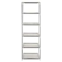 Zapatero apilable de 6 niveles - Estantería de almacenamiento para la entrada que ahorra espacio | Organizador de plástico multicapa - Apilable, transpirable y de alta capacidad de carga - Estante para calzado ajustable y expandible - Gris - Ver 5