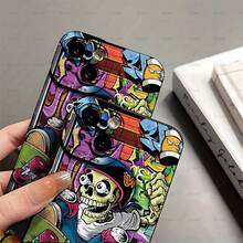 Funda mate para teléfono con diseño de calavera verde sobre patineta, que ofrece protección completa de 360 grados para varios modelos de iPhone, incluyendo 11, 12, 13, 14, 15, 16, 17 Pro Max, Plus y Air. - Colores mixtos - Ver 5