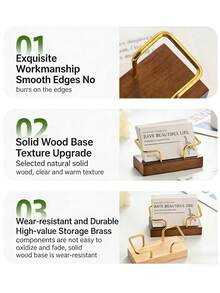 Soporte personalizable para tarjetas de visita de madera maciza de nogal negro, caja de almacenamiento creativa para tarjetas de oficina - Multicolor - Ver 6