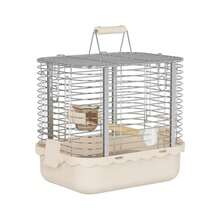 Jaula De Viaje para Pájaros Duradera Y Portátil De Acero Inoxidable con Percha Y Comedero para Loros Canarios Periquitos Agapornis Cotorras Y Cacatúas Pequeña Marrón Claro . - Pequeo marrn claro - Ver 3