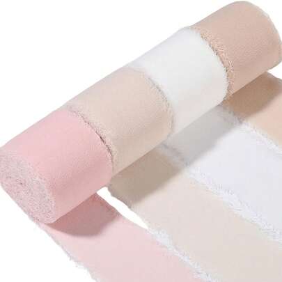 4 cuộn ruy băng chiffon xé tay 1,5 inch * 5m, ruy băng gói bó hoa, ruy băng trang trí hộp quà