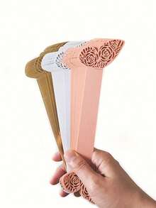 10/30pcs Rose & Butterfly Laser Cut Paper Napkin Rings, Elegant & Beautiful, Suitable For Dinner Dates, Weddings, Parties, Banquets, Tablescapes, And Restaurant Celebrations - A - View 10