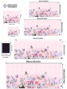 Watercolor Butterfly & Floral Pattern Mouse Pad, Non-Slip Rubber Base With Stitched Edges, Multi-Size Desk Mat For Home Office And Back To School - View 2