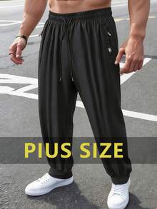 Pantalones casuales ligeros para hombre de talla grande, adecuados para correr, hacer ejercicio, ciclismo, color negro, primavera - Negro - Ver 1