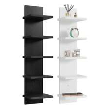 Tomnk 5-Tier Floating Wall Shelf, Wall Decor, Versatile Storage & Display, Sleek Space-Saving Display & Storage Rack, For Bedroom, Living Room, Office - Multicolor - View 1