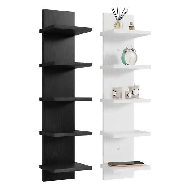 Tomnk 5-Tier Floating Wall Shelf, Wall Decor, Versatile Storage & Display, Sleek Space-Saving Display & Storage Rack, For Bedroom, Living Room, Office