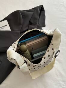 女士大容量布袋，新月形包，休闲百搭波点手提包，街头风女士单肩包，斜挎包 - 彩色 - 查看 6