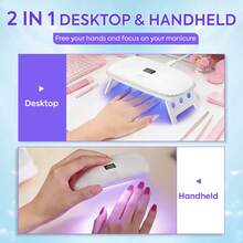迷你UV LED美甲灯 专业LED凝胶美甲烘干机，带4个定时功能，快速美甲，沙龙级美甲产品 - 粉色 - 查看 7