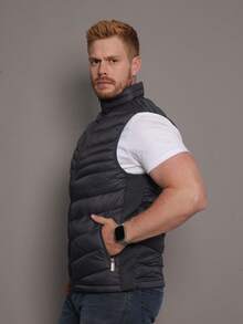 Men's Double-Sided Puffer Vest With Zipper For Winter - Gris - Ver 6