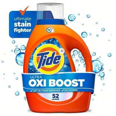 Tide Ultra Oxi Liquid Laundry Detergent With Advanced Stain Fighting Technology And Oxygen-Powered Formula For Ultimate Cleaning Performance, 34 Fl Oz Bottle For 24 Loads Of Professional-Grade Laundry Care With HE Compatible Concentrated Action - Ideal For Active Families And Tough Stain Challenges With Long-Lasting Odor Elimination And Whitening Power