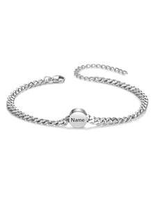 Vòng tay nam bằng thép không gỉ dạng mắt xích, khắc 3 tên theo yêu cầu - Quà tặng trang sức Ngày của Cha cho bố, chồng, ông - Vòng tay nam màu bạc thể hiện cá tính. - Nhiều màu - Xem 5