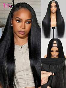 Tinashe Curly Straight U-Part Lace Front Wig, 180% Density Brazilian Remy Human Hair Wig, Glueless Natural Color Wig For Women - SNatural - View 4