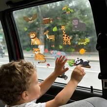 BRUP 1/3 Sheets Kids Window Clings Removable Jungle Animals Cartoon Decor – Cute Forest Animal Window Decals For Nursery, Bedroom, DIY Room Makeover,Fun Animal Friends - Multicolor - View 3