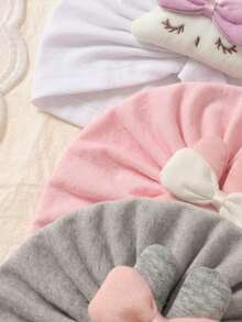 3件套婴儿柔软彩色针织帽套装，卡通兔子3D装饰，新生儿囟门帽，理想礼物，适合四季日常佩戴 - 彩色 - 查看 8