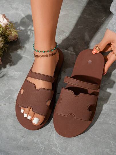 女童时尚平底凉鞋，户外度假沙滩休闲拖鞋，舒适室内拖鞋