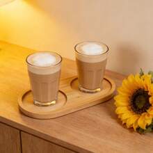 2/1 件装天然竹制椭圆形杯垫托盘，多功能耐热垫，适用于咖啡杯、茶壶、花盆，可用于早餐和厨房用途 - 彩色 - 查看 6