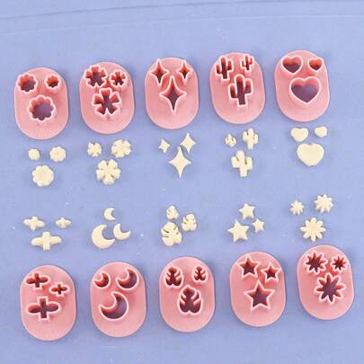 10pcs Mini Polymer Clay Cutters, Petal Clay Cutters Suitable For Making Earrings, 10 Styles Flower Leaf Butterfly Heart Shaped Clay Molds DIY Jewelry Tools