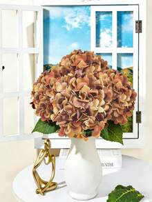 1 pieza Flor de Hortensia Faux Realista, Material de Alta Calidad Tipo Seda, Adecuado para Ramos de Boda DIY, Fiestas, Decoración del Hogar, Cocina, Jardín, Hotel, Oficina, Festividades de Primavera (Día de San Valentín, Día de la Madre), Decoraciones de Vuelta a Clases, Coronas DIY, Regalos - Café integral - Ver 5