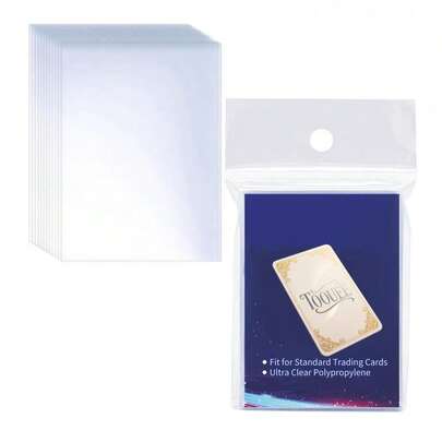 100 chiếc bao đựng thẻ mềm, loại mở từ trên xuống, dành cho thẻ tiêu chuẩn 2.5" x 3.5", chất liệu nhựa trong suốt bảo vệ thẻ bóng chày, bóng đá, game, TCG, MTG, PTCG.
