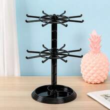 1pc Adjustable 2-Tier Rotating Keychain Display Rack, Multi-Functional Plastic Desktop Storage Organizer, Suitable For Storing Keychains, Badges, Jewelry, Necklaces, Bracelets And Pendants, Multi-Purpose Collectibles And Awards Rack, Perfect For Valentine's Day, Sun Protection, Travel And Back To School - Clear - View 8