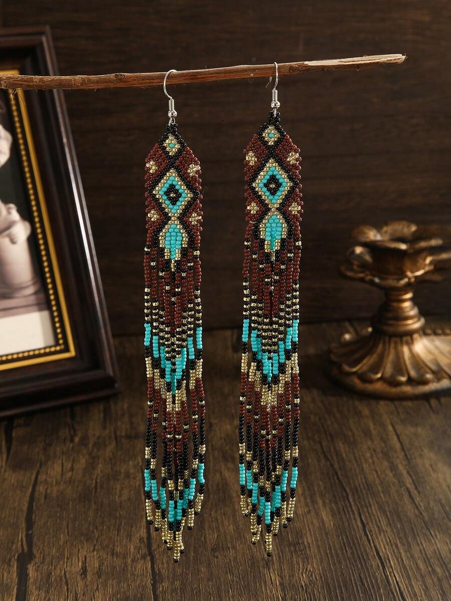 Bông tai đính cườm thủ công, bông tai phong cách Bohemian, bông tai tua rua màu đỏ và xanh lá cây chuyển sắc cổ điển, màu đỏ và xanh lá cây cổ điển, dễ dàng phối hợp hàng ngày, lý tưởng cho các dịp lễ, Ngày của Mẹ, Lễ Tạ ơn, Ngày Valentine, quà tặng tình bạn, sản phẩm mới mùa xuân/hè. - Nhiều màu - Xem 1