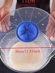 1pc Round Plastic Blender Splash Guard - Splash Cover With Measurement Scale, Oil-Resistant Lid, Easy To Clean Cooking Kitchen Accessory | Transparent Design | Easy To Clean Material - Multicolor - View 4