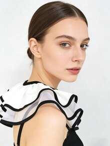 Bộ trang phục chú hề nữ, váy xòe đen trắng kiểu Lolita, bao gồm cổ áo rời, cổ áo ren, cổ áo hai mặt, cổ áo ren đa chức năng, thích hợp cho lễ hội và du lịch. - trắng - Xem 4