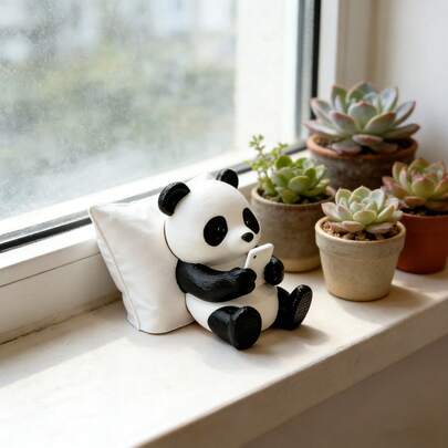 Panda Sculpture Figurine, Desktop Office Decor, Car Decor, Creative Animal Model, Home Gifts & Collectibles