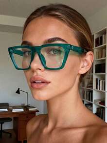 1 Pair Women's Y2K Dopamine Color Oversized Cat Eye Retro Everyday Commute Chic Streetwear Decorative Glasses, Metal Hinges, Computer Glasses, Suitable For Reading, Back To School, Comfortable Wear - Multicolor - View 7