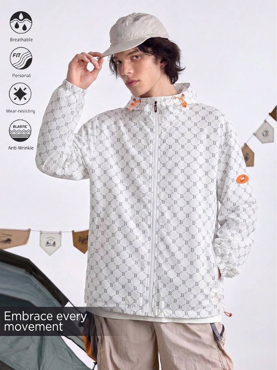 时尚轻便透气防晒夹克，男士夏季多功能防晒外套 - 白色 - 查看 1