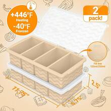 Silicone Freezer Tray For Soup With Lid – 1-Cup Soup Container Cube Style Ice Cube Trays For Freezer, Meal Prep & Food Storage, Freeze 250mL/125mL Portions – 2 Pack - 胡桃棕色 - 查看 3