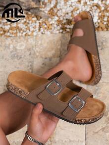 Sandalias cómodas de verano para hombres con estilo retro y punta abierta - Correas ajustables, zapatos casuales para caminar - Adecuados para uso en interiores y exteriores - Marrón - Ver 2