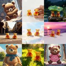 Cute Small Teddy Bear Decor, Desktop Ornament, Mini Dollhouse Decoration, Room Beautification, Party Favors, Gifts For Teens - Multicolor - View 2