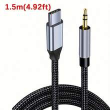 USB-C auf 3,5-mm-Audio-Hilfsanschluss-Kabel - Typ-C auf männlichen Lautsprecher-Adapter - Stereo-Audio-Verlängerungskabel - flaches Kabeldesign - weiches Audio-Kabel - Premium-Audio-Anschluss - langanhaltend - USB-C auf 3,5-mm-Konverter - kompatibel mit Ultra 20/10, Pro, Kopfhörerverlängerung, Mobilaudio-Setup, Autosound - Technikbegeisterte, Autoaudio-Fans - A - Übersicht 10