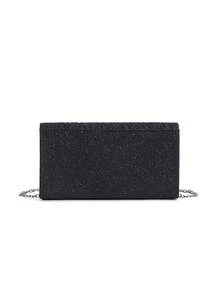 1PC Rhinestone Decor Pleated Clutch Bag, Elegant Handbag For Party And Events, Fashionable Shoulder Crossbody Chain Bag - Black - View 9