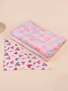 1pc Pet Bed Pad, Cute Heart & Bone Pattern, Breathable & Washable Thick Polyester Fiber Pet Mat, Suitable For Small/Medium Dogs & Cats All Year Round, Fit For Poodle (Toy Poodle), Not Suitable For Large Dogs - Multicolor - View 5