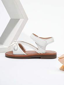 1 Pair Fashionable Cute Baby Girl Sandals, Bow Design, Perfect For Summer Flats - White - View 7
