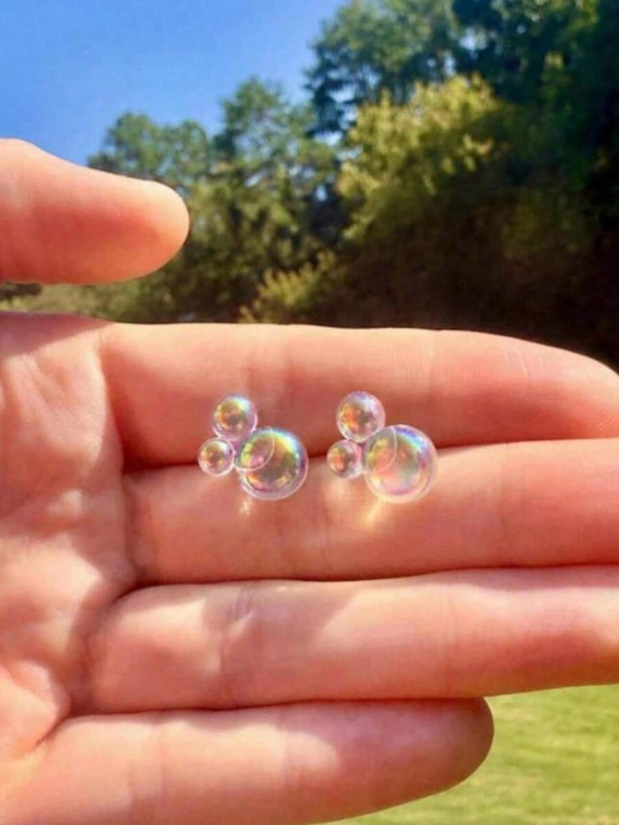 1 Pair Fashionable Creative Transparent Bubble Geometric Earrings, Y2K Style Interesting Accessories For Women, Suitable For Party And Daily Wear - Multicolor - View 1