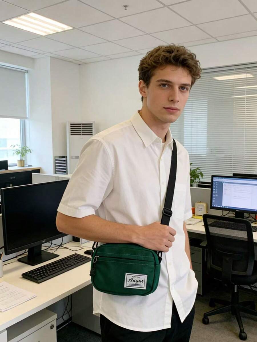 Túi đeo chéo nam bằng vải canvas màu xanh lá cây, túi đeo vai mini nhiều ngăn với dây đeo có thể điều chỉnh, túi nhỏ phong cách đường phố cho các hoạt động hàng ngày và cuộc sống sinh viên.