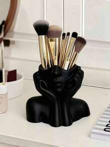 1pc Handmade Creative Human Body Art Makeup Brush Holder - A Unique And Creative Human Body Art Makeup Brush Holder, Desktop Makeup Brush Storage Box, Decorative Resin Material, Drop-Proof Design, Sculptural Ornament, Lightweight And Portable, Handmade Desktop Or Bathroom Cosmetic Storage Box, Lightweight And Stylish Design, Non-Slip, Ideal Choice, Valentine's Day Gift, Back-To-School Storage Supplies - Face Support Storage Box - View 5