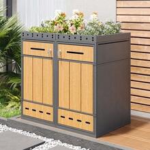 Container Storage Unit With Green Roof, Enclosure For 120-240 Liter Containers, Container Cabinet, Container Box - Grey - View 2