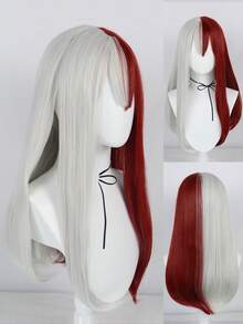Red And White Color Block Split Wig, Heat-Resistant Fiber Material, Perfect For Anime Cosplay, ACG Conventions And Daily Personalized Styling - Multicolor - View 7