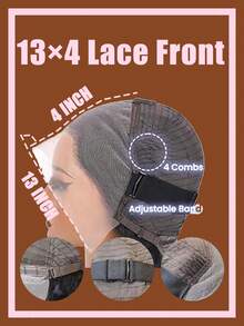 Tóc giả Yaki Straight Lace Front Blended Hair Wigs, mật độ 180%, kích thước 13x4, kiểu tóc xoăn tự nhiên, màu sắc trung bình. - Tự nhiên & Đen - Xem 9