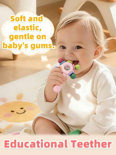 0+ Months Baby Rattle Toy, 0+ Months Baby Sensory Toy, Montessori Manhattan Ball Grab Training Toy, Grip Strength Rattle Stick Chew Toy, Auditory Teeth Development Learning Toy For Infants
